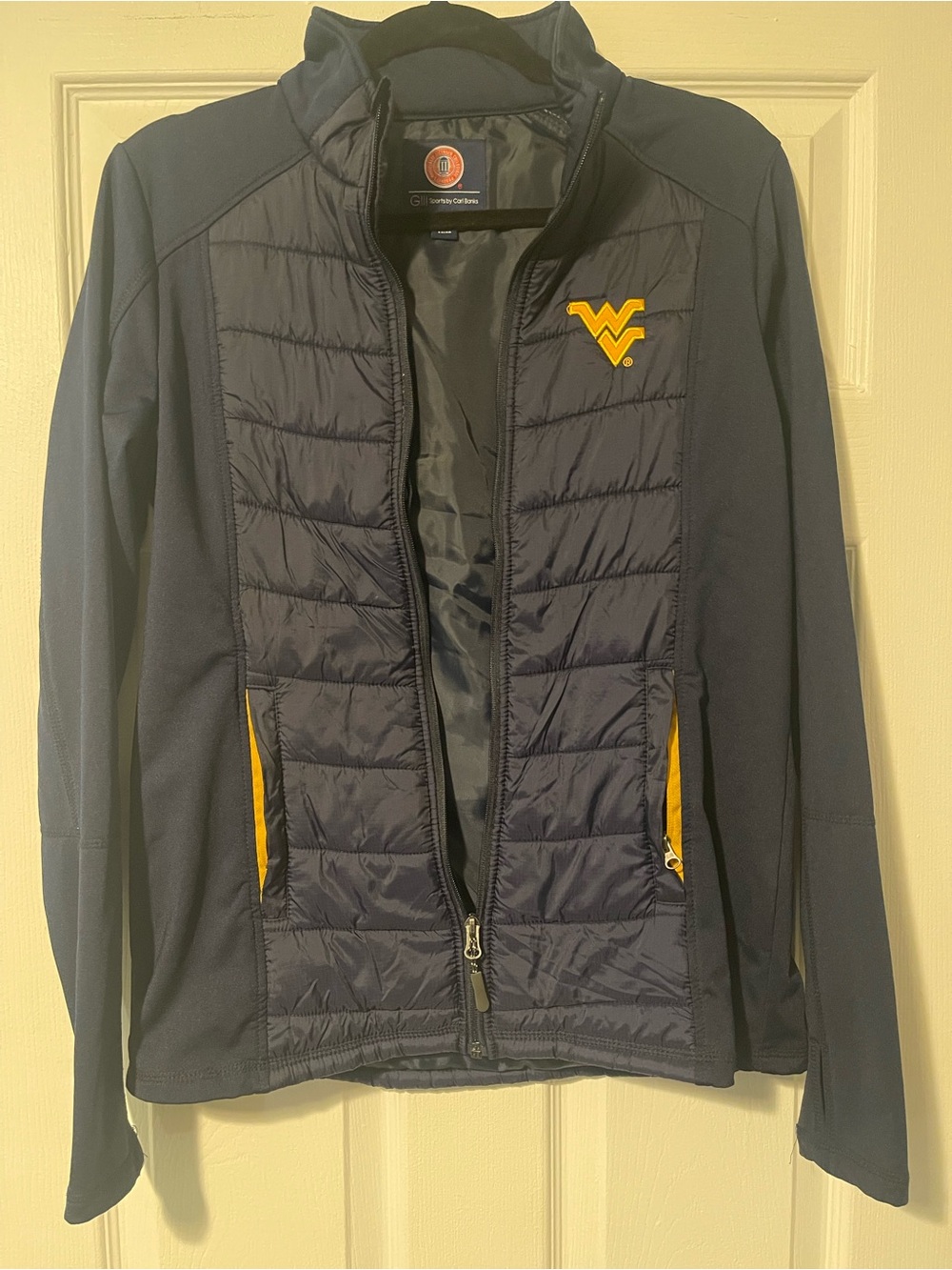 West Virginia Mountaineers Navy Quilted Hybrid Puffer Jacket